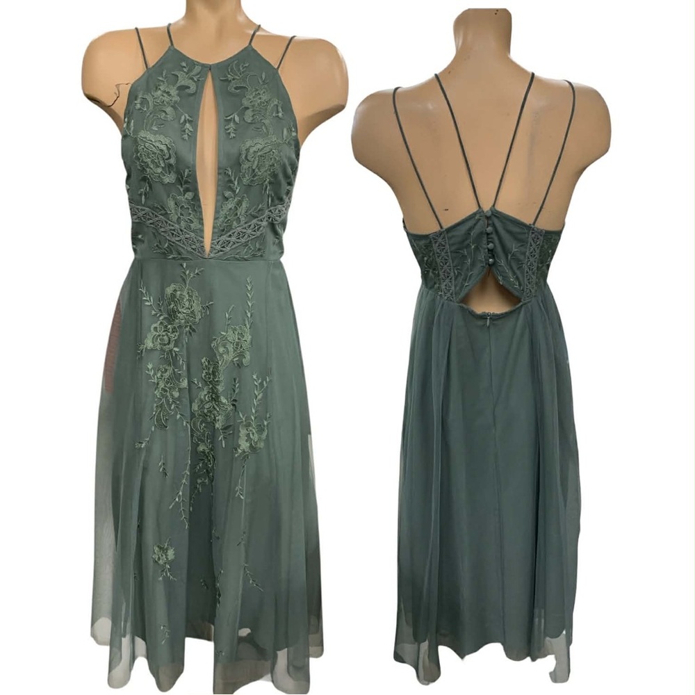 ASOS Teal Backless Embroidered Dress Size M